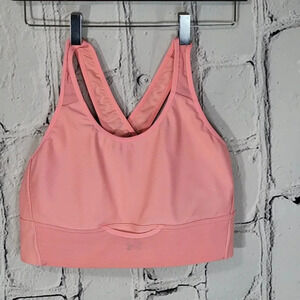 UNDER ARMOUR Womens‎ Large Pink Coral Sports Bra Compression Gym Yoga Active